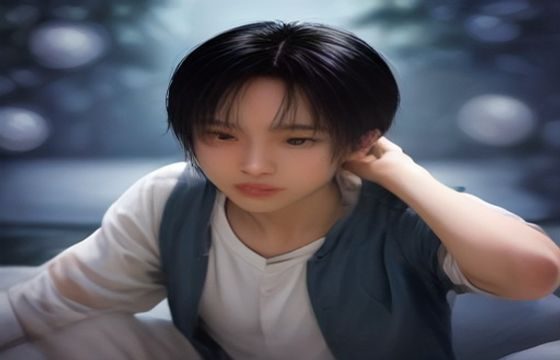 一对成年伴侣坐在沙发上用平板电脑共同浏览乳交知识科普内容，表情轻松自然，室内布置温馨
