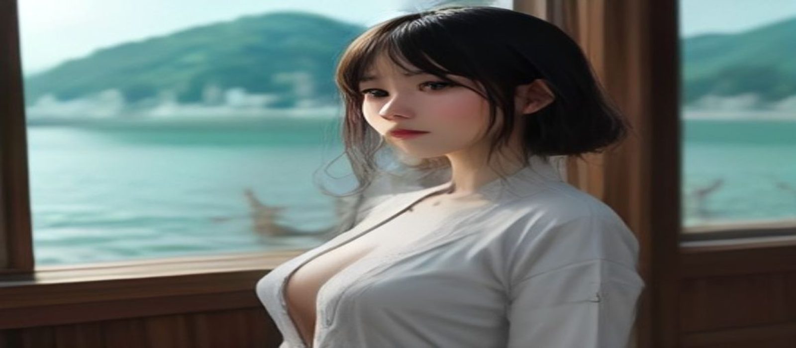 乳交资讯导航平台宽幅背景图，展示湖蓝色调的现代数字内容空间，光线柔和，氛围专业而温暖